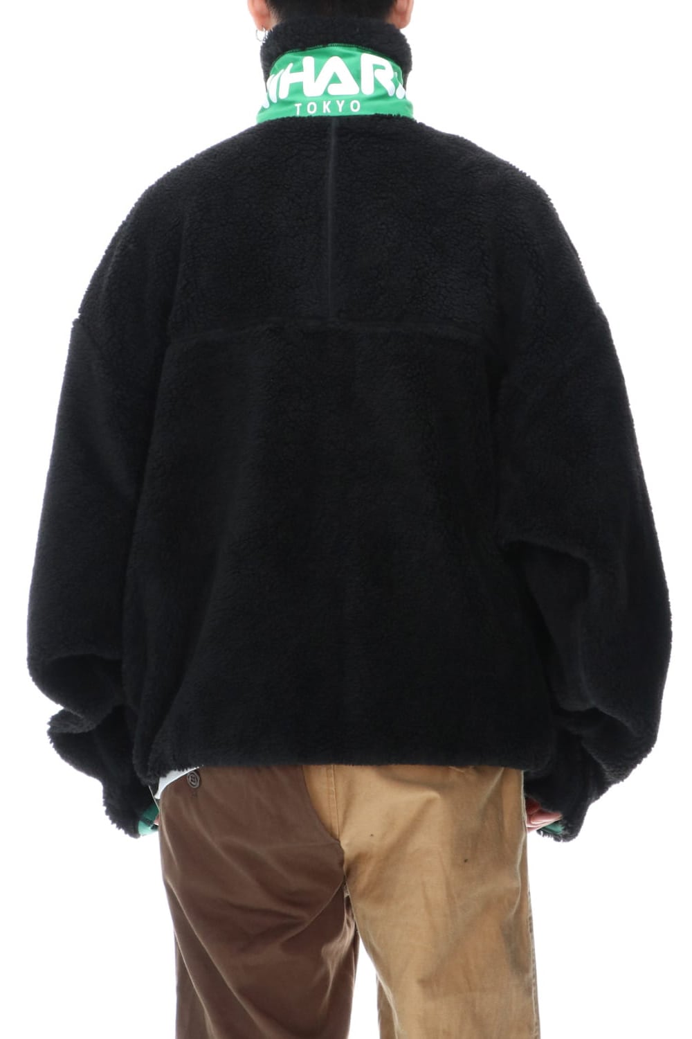 Enlarged zip Boa blouson Black