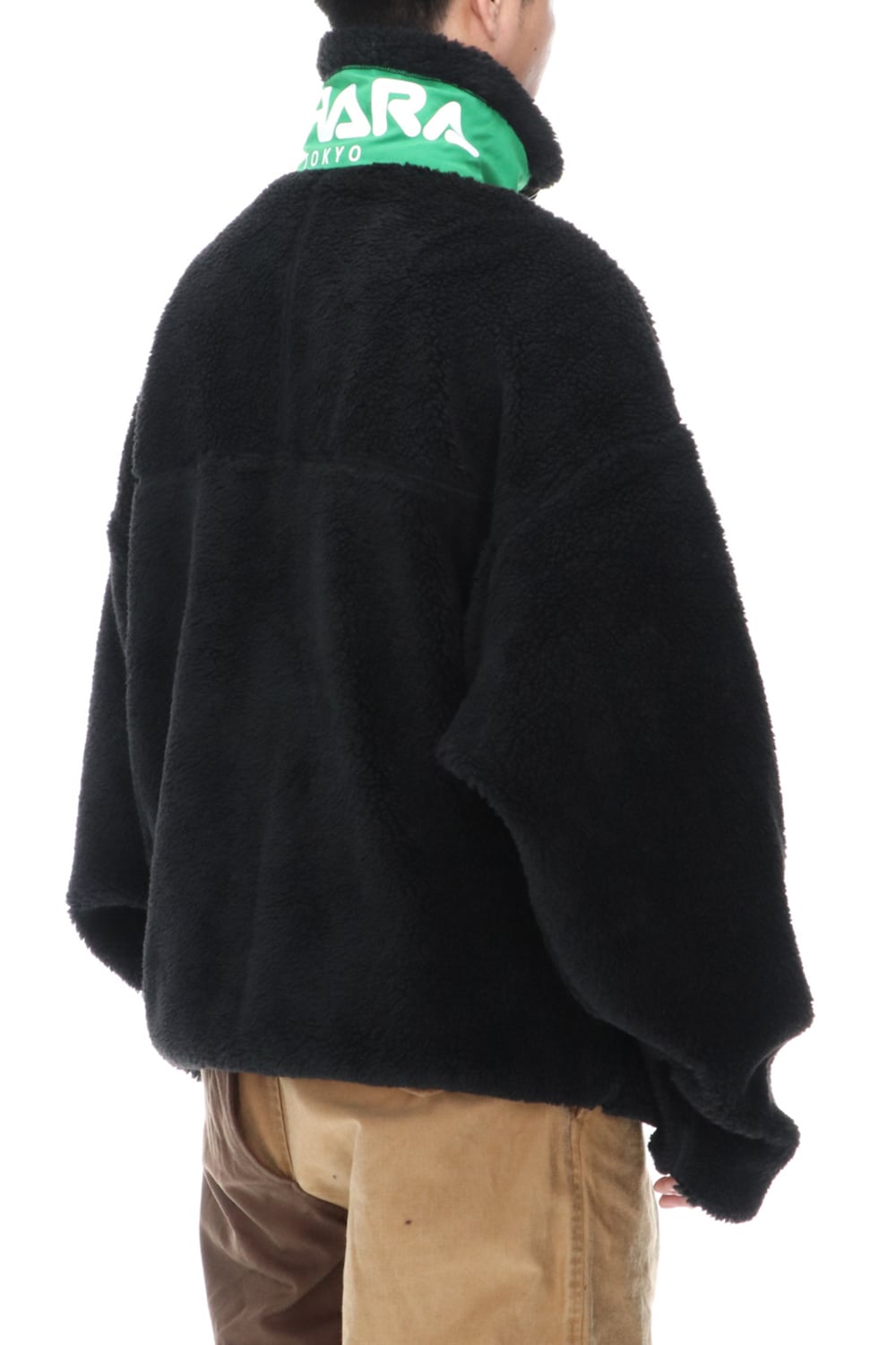 Enlarged zip Boa blouson Black