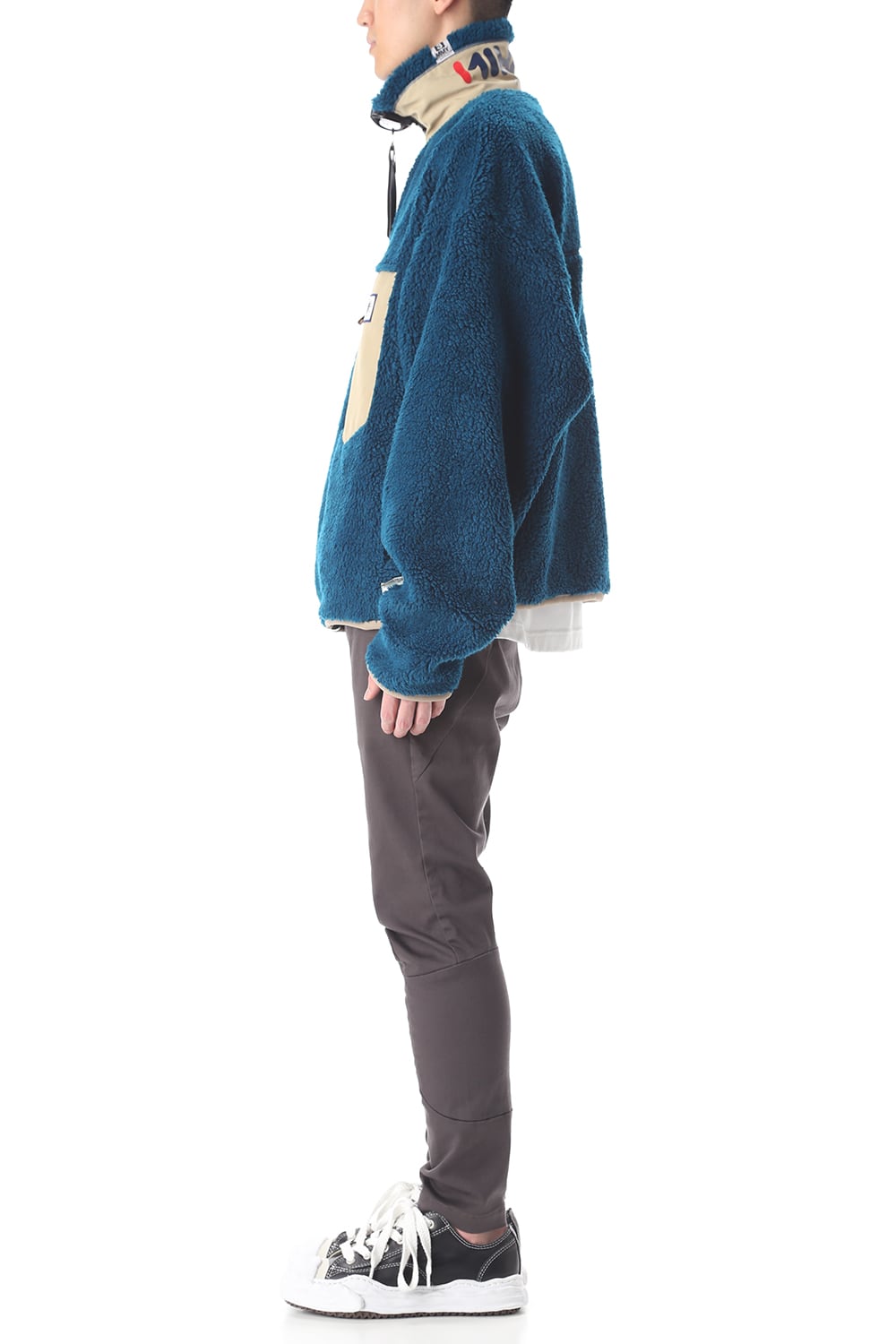 Enlarged zip Boa blouson Blue