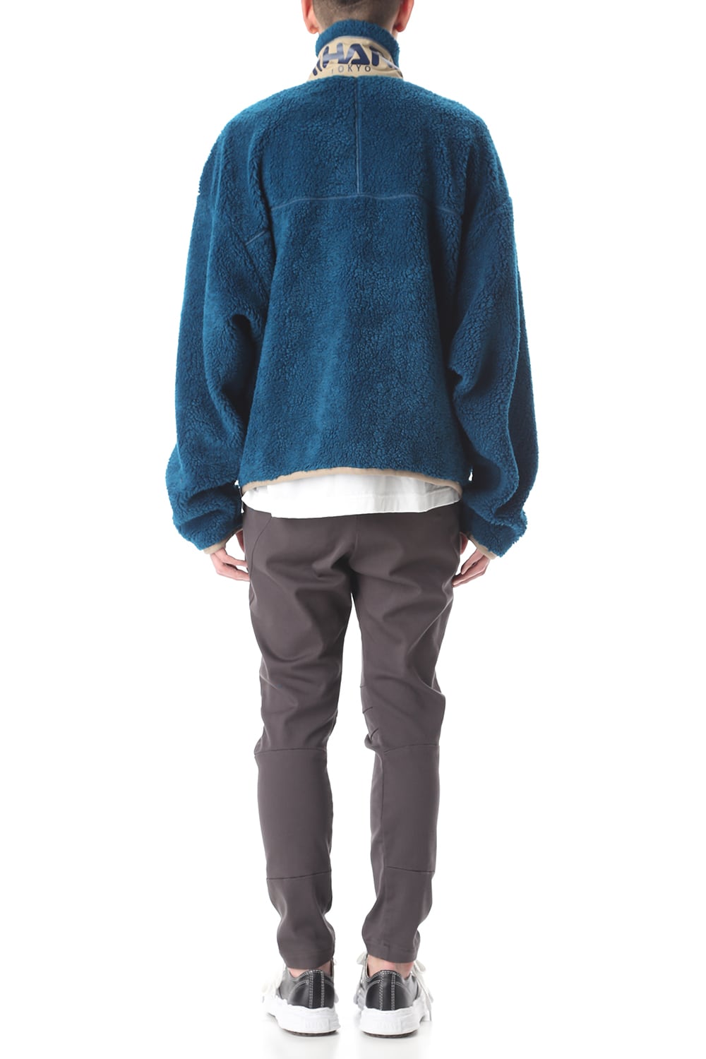 Enlarged zip Boa blouson Blue
