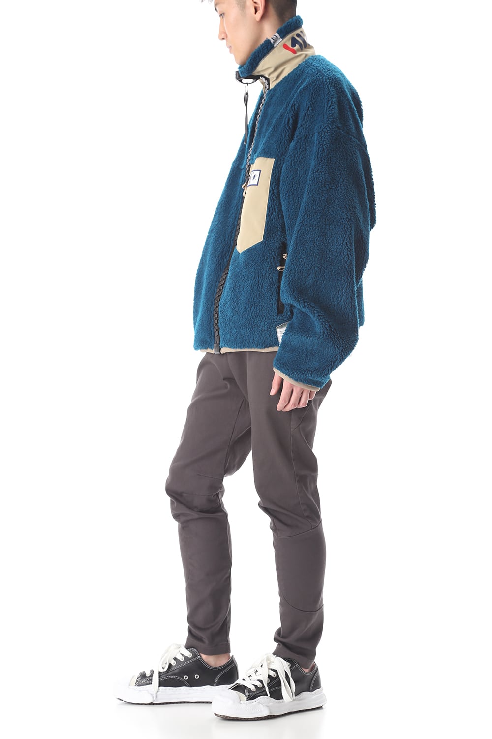 Enlarged zip Boa blouson Blue