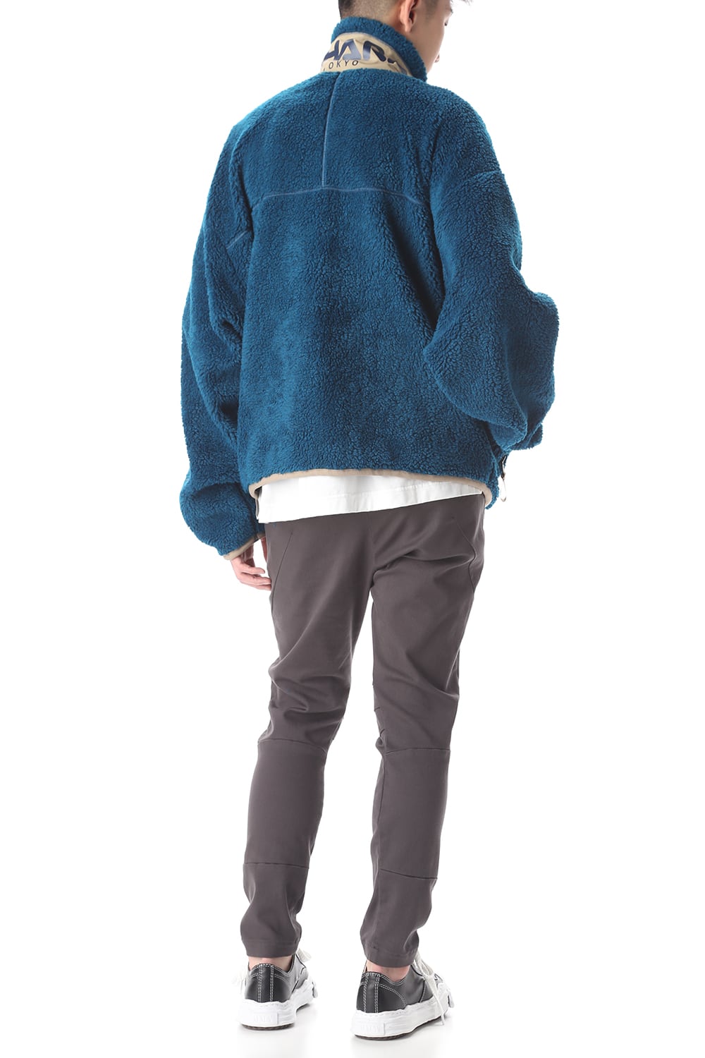 Enlarged zip Boa blouson Blue