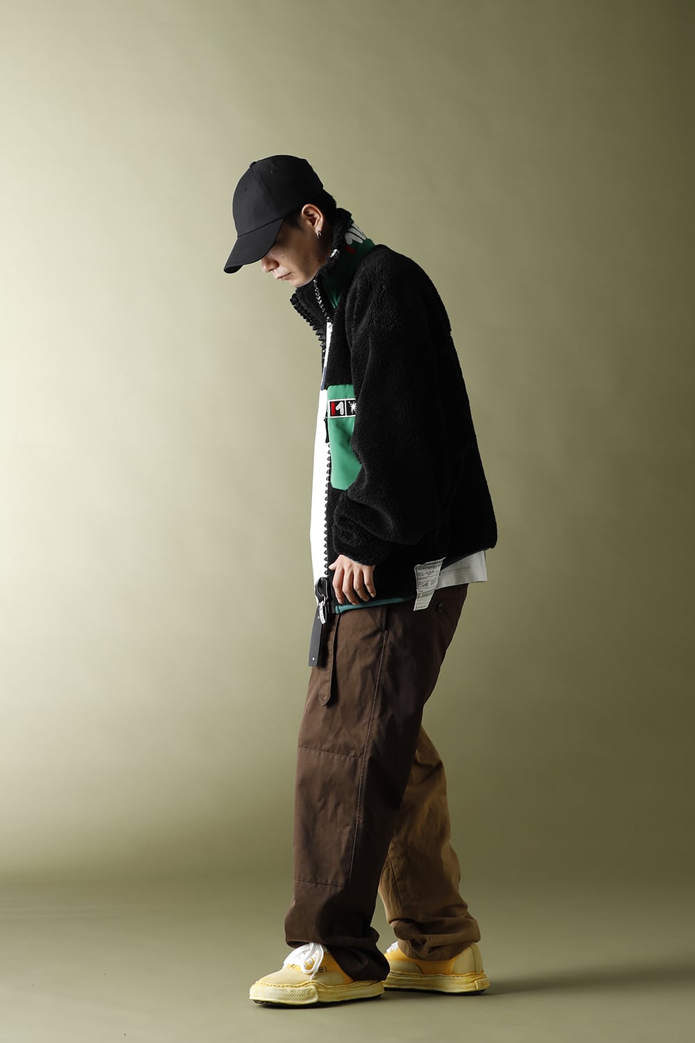 Enlarged zip Boa blouson Black