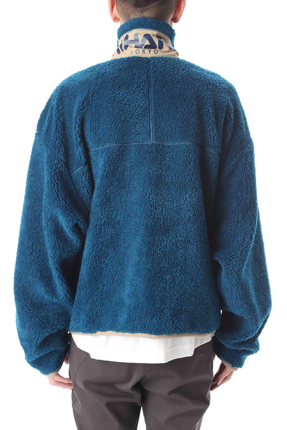 Enlarged zip Boa blouson Blue