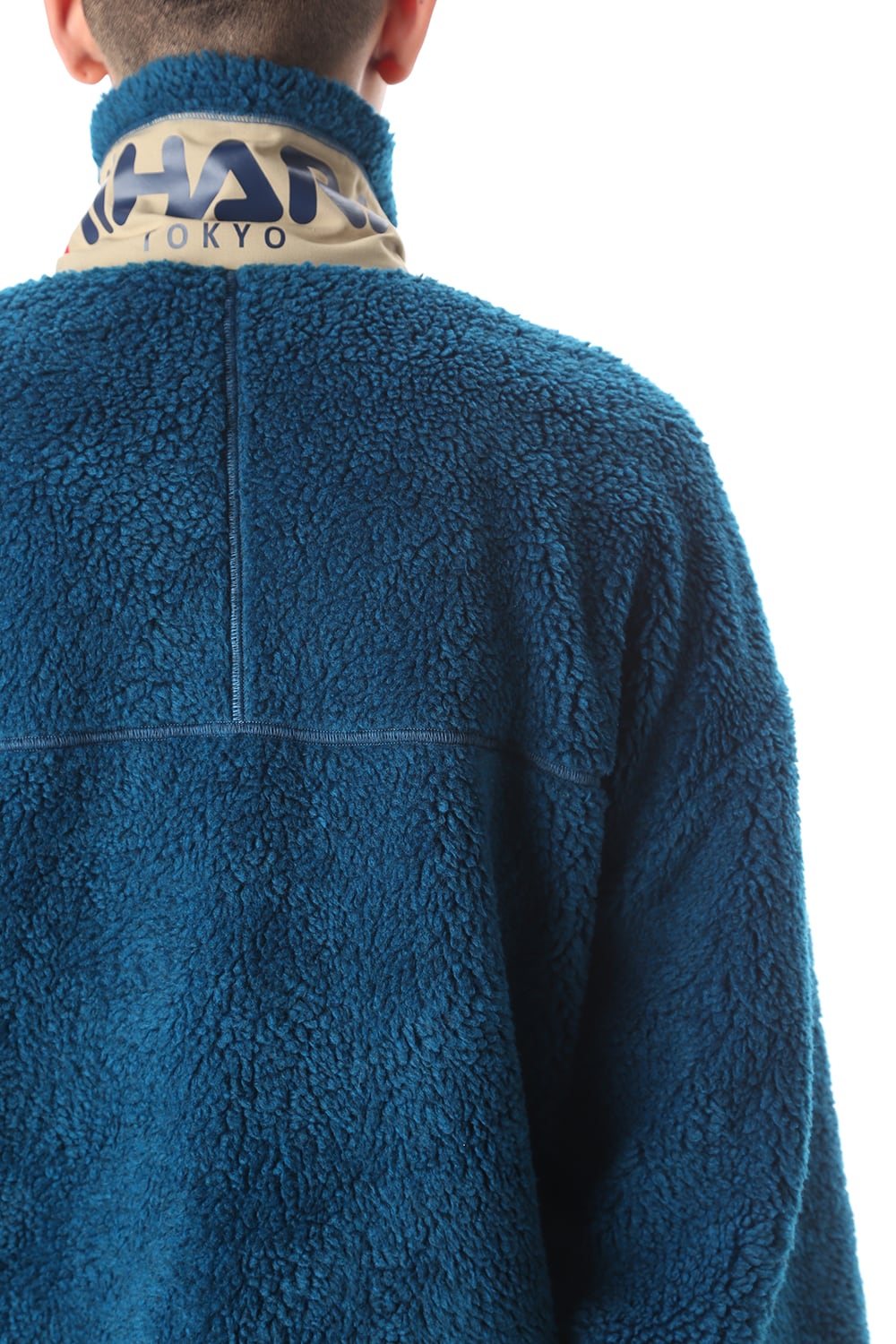 Enlarged zip Boa blouson Blue