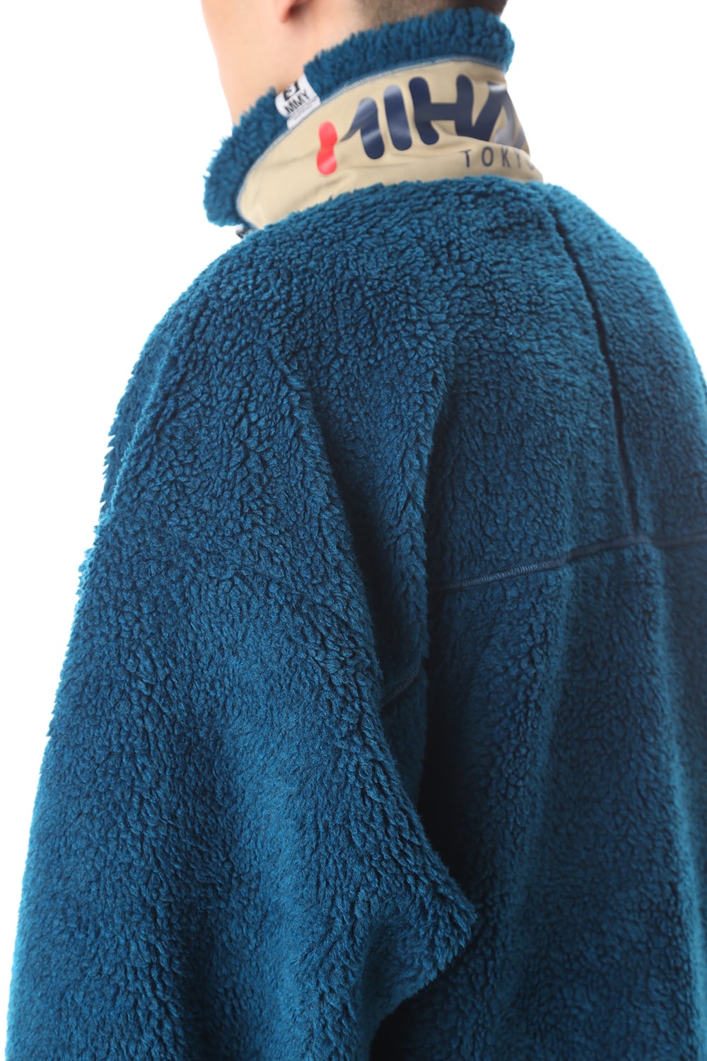 Enlarged zip Boa blouson Blue