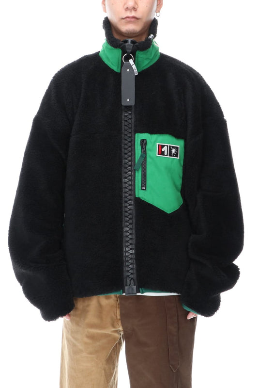 Enlarged zip Boa blouson Black