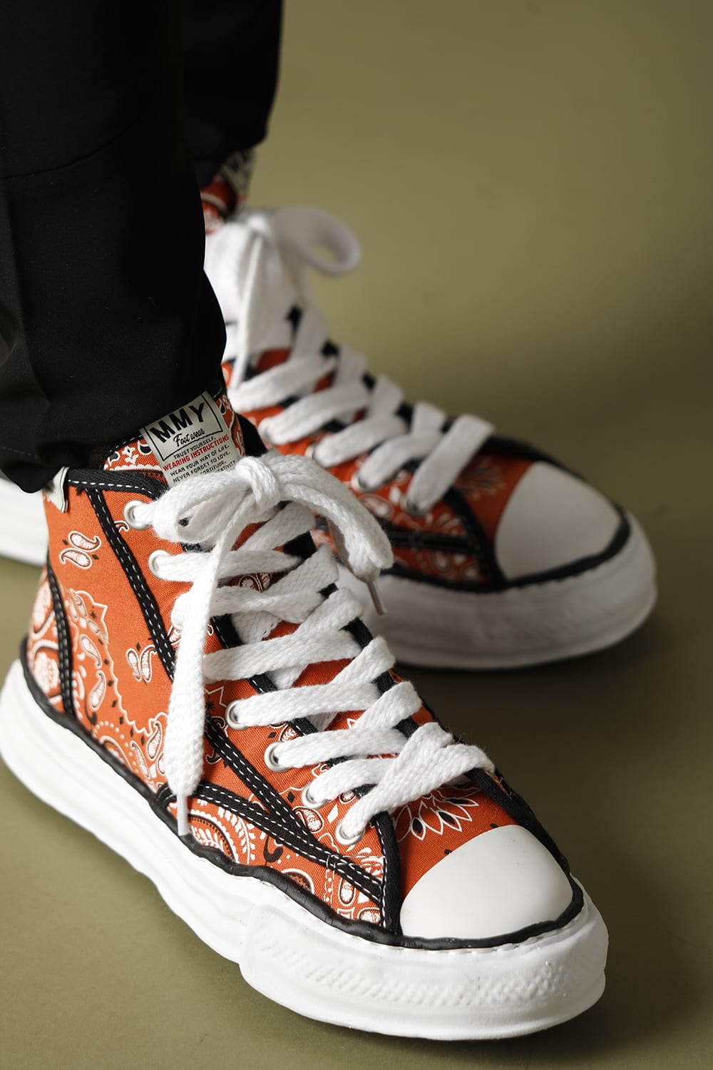 -PETERSON high- Original sole canvas bandana Hi-top sneakers Orange