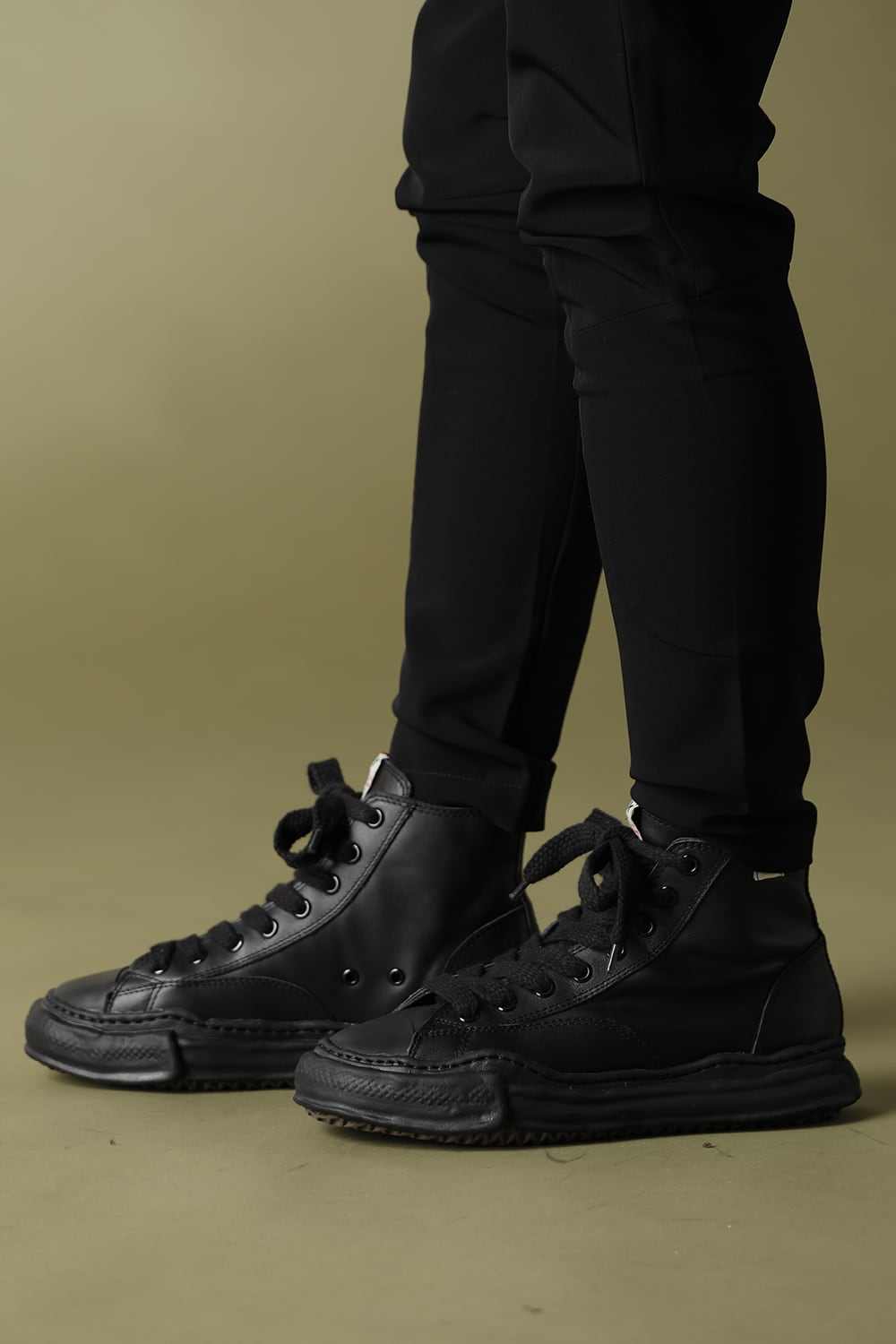 Original sole leather hi-top sneaker Black / Black