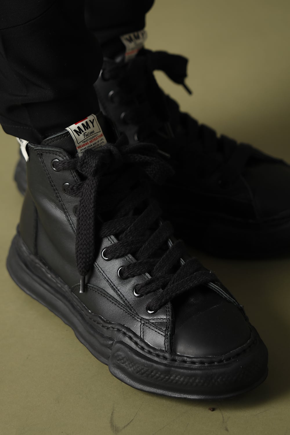 Original sole leather hi-top sneaker Black / Black