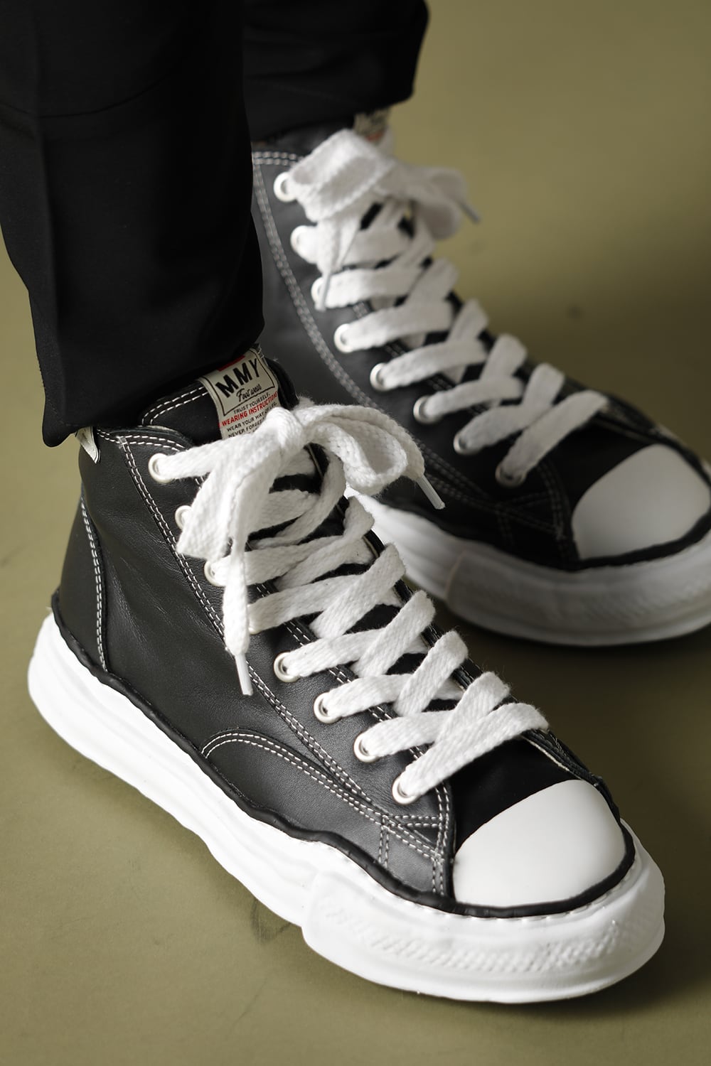 Original sole leather hi-top sneaker Black