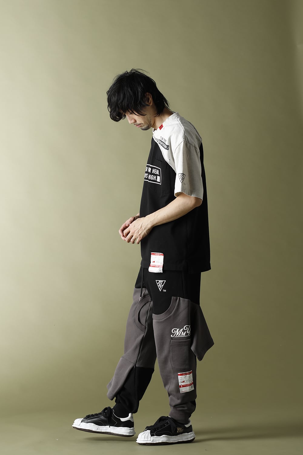 Inset T-shirt pants Black
