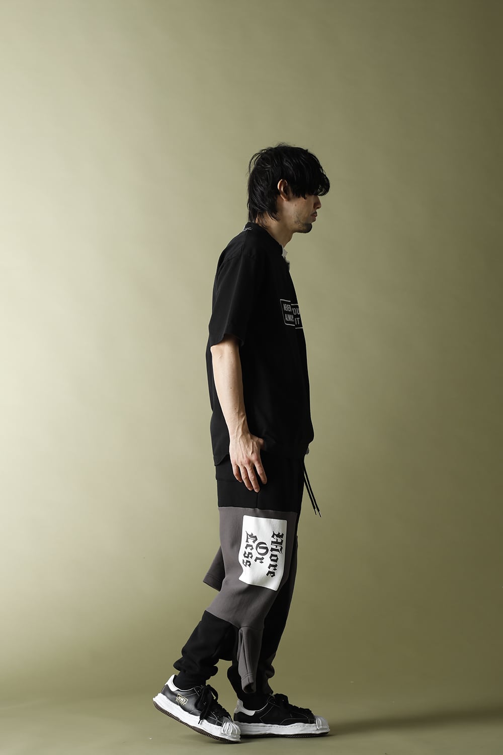 Inset T-shirt pants Black