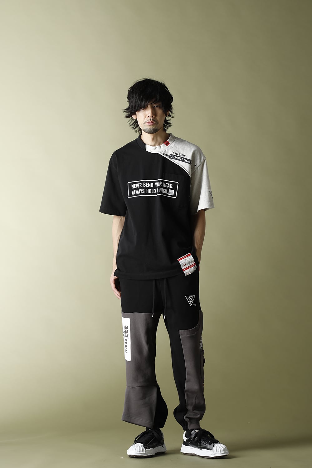 Inset T-shirt pants Black