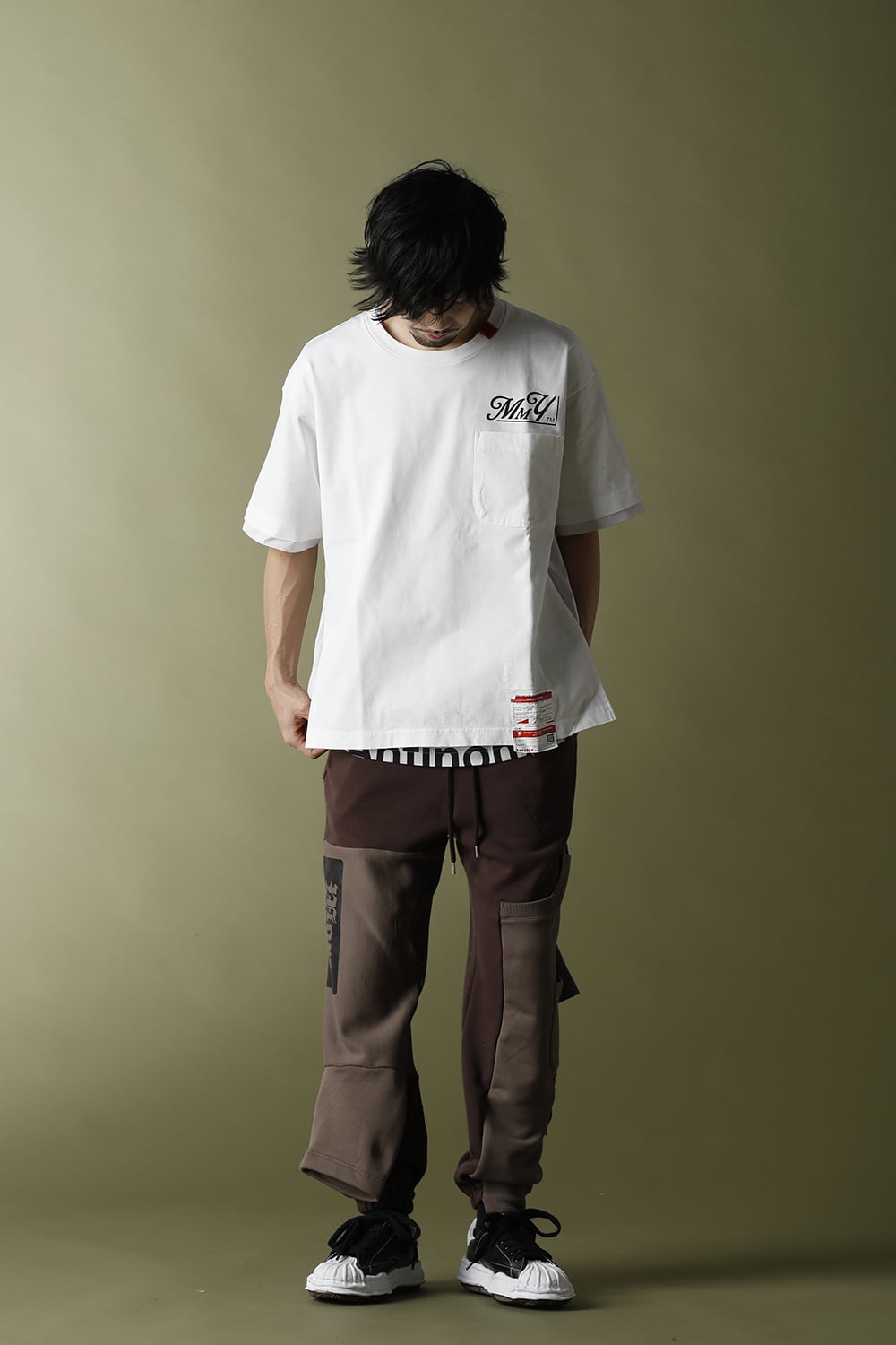 Inset T-shirt pants Brown