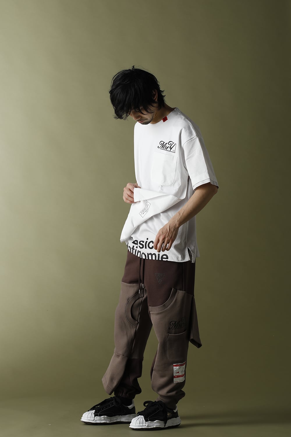 Inset T-shirt pants Brown