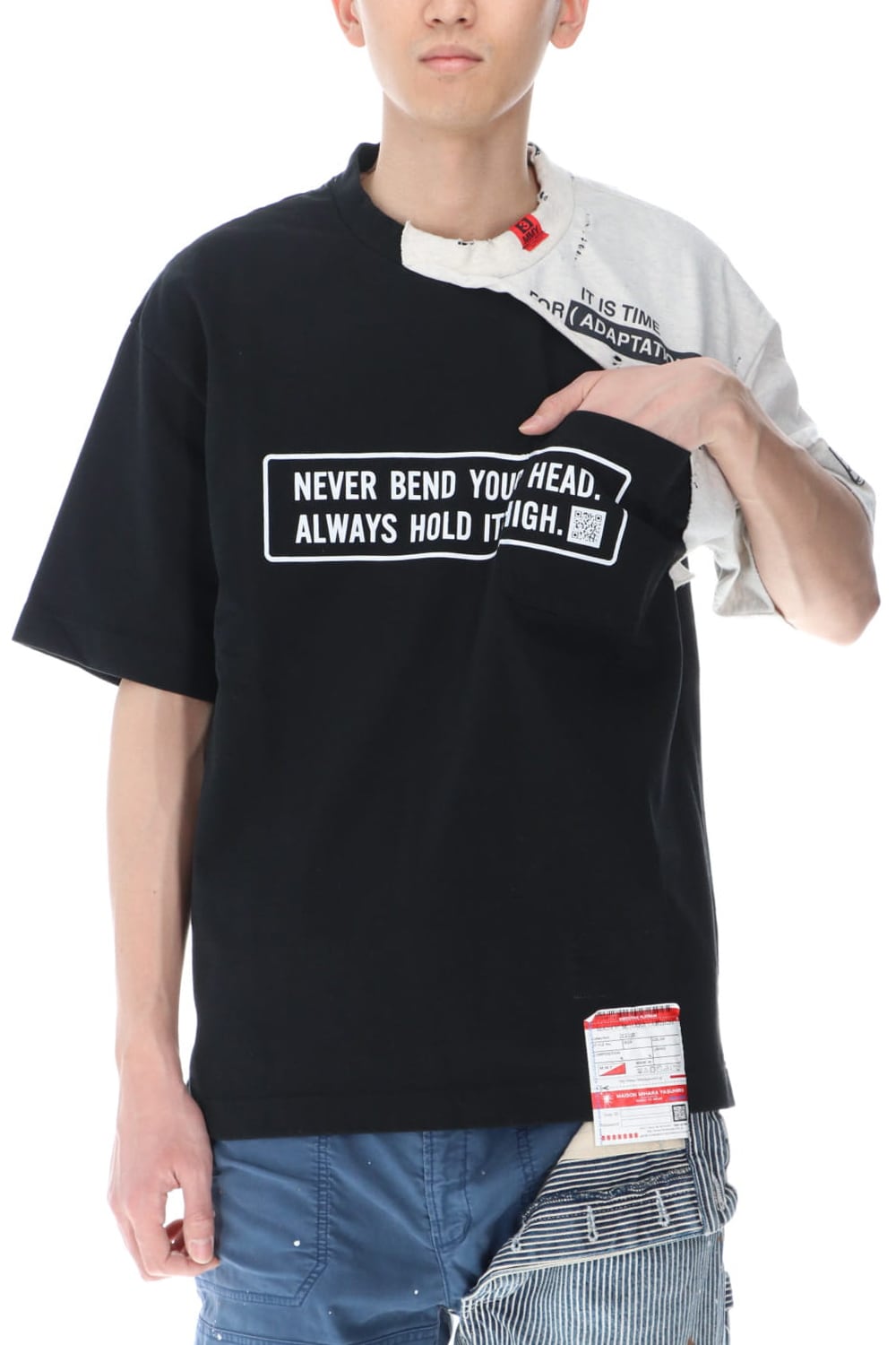 Partly double T-shirt Black