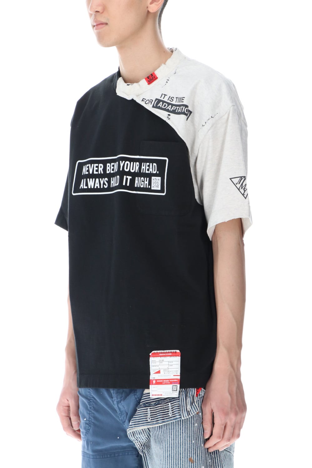 Partly double T-shirt Black