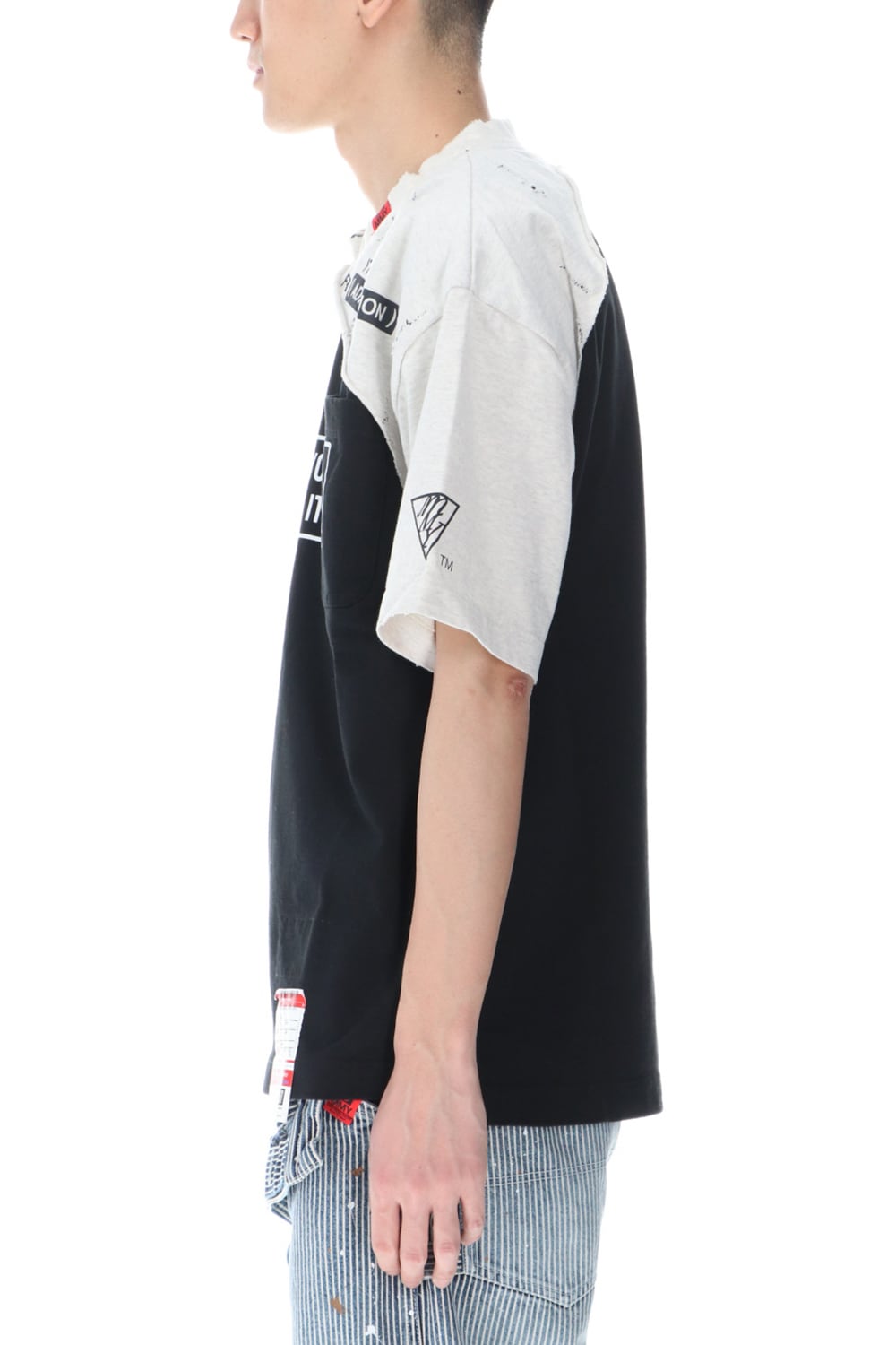 Partly double T-shirt Black