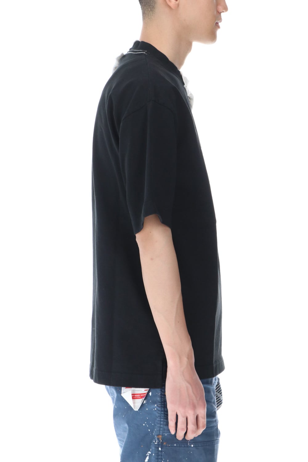 Partly double T-shirt Black