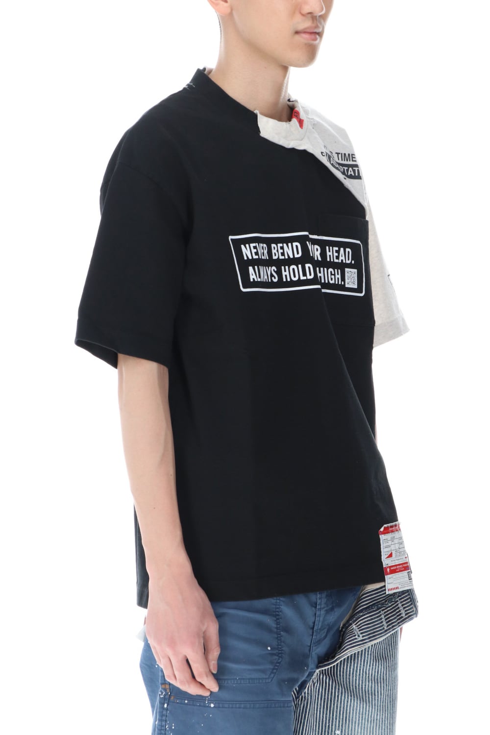 Partly double T-shirt Black