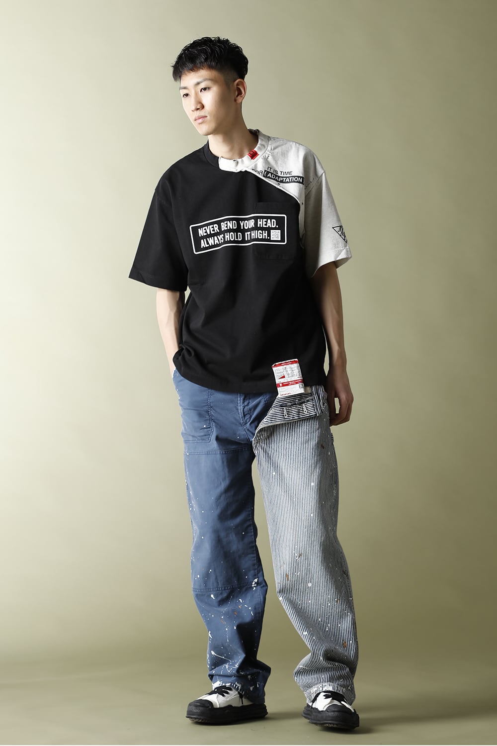 Partly double T-shirt Black