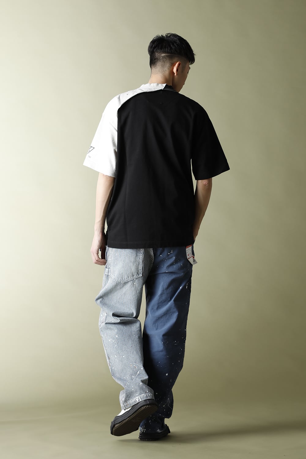 Partly double T-shirt Black