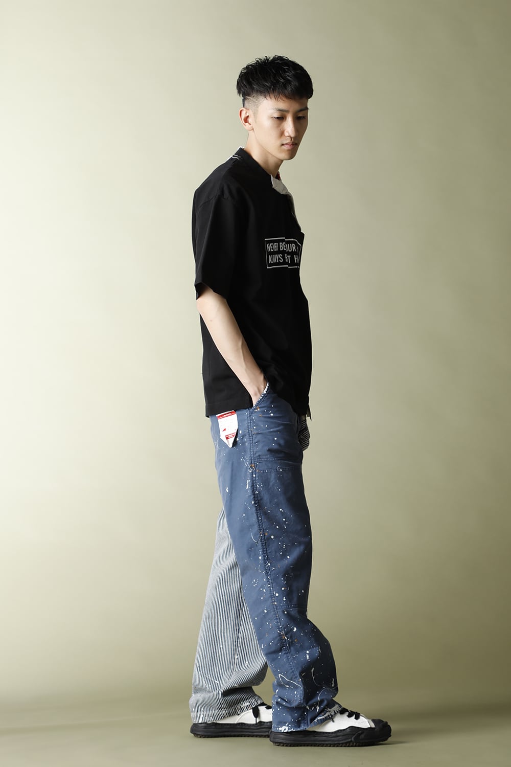 Partly double T-shirt Black