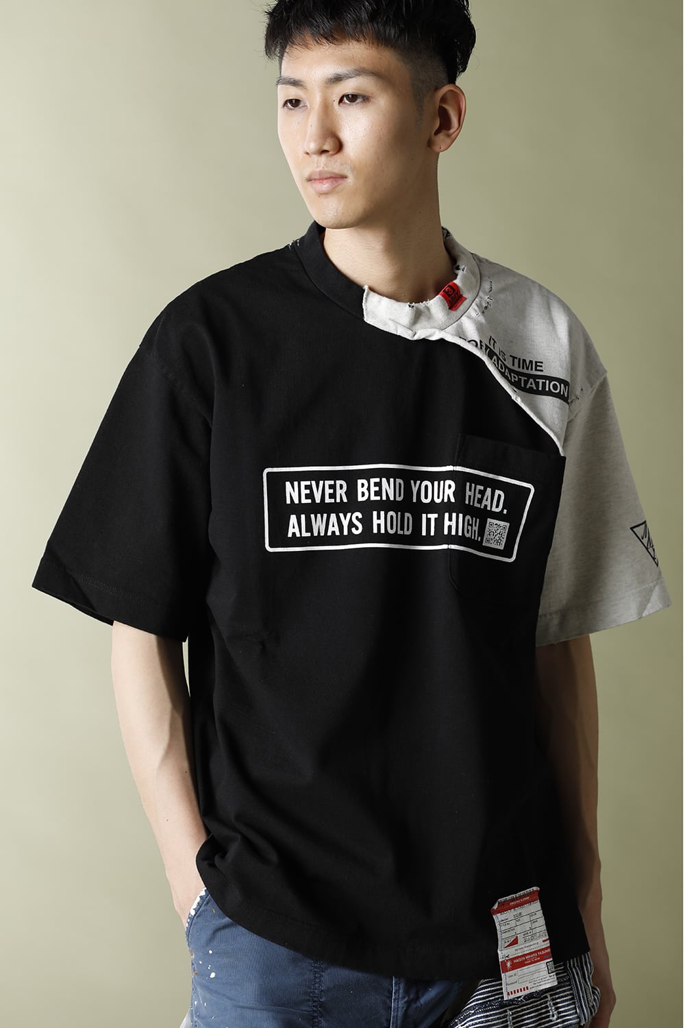 Partly double T-shirt Black