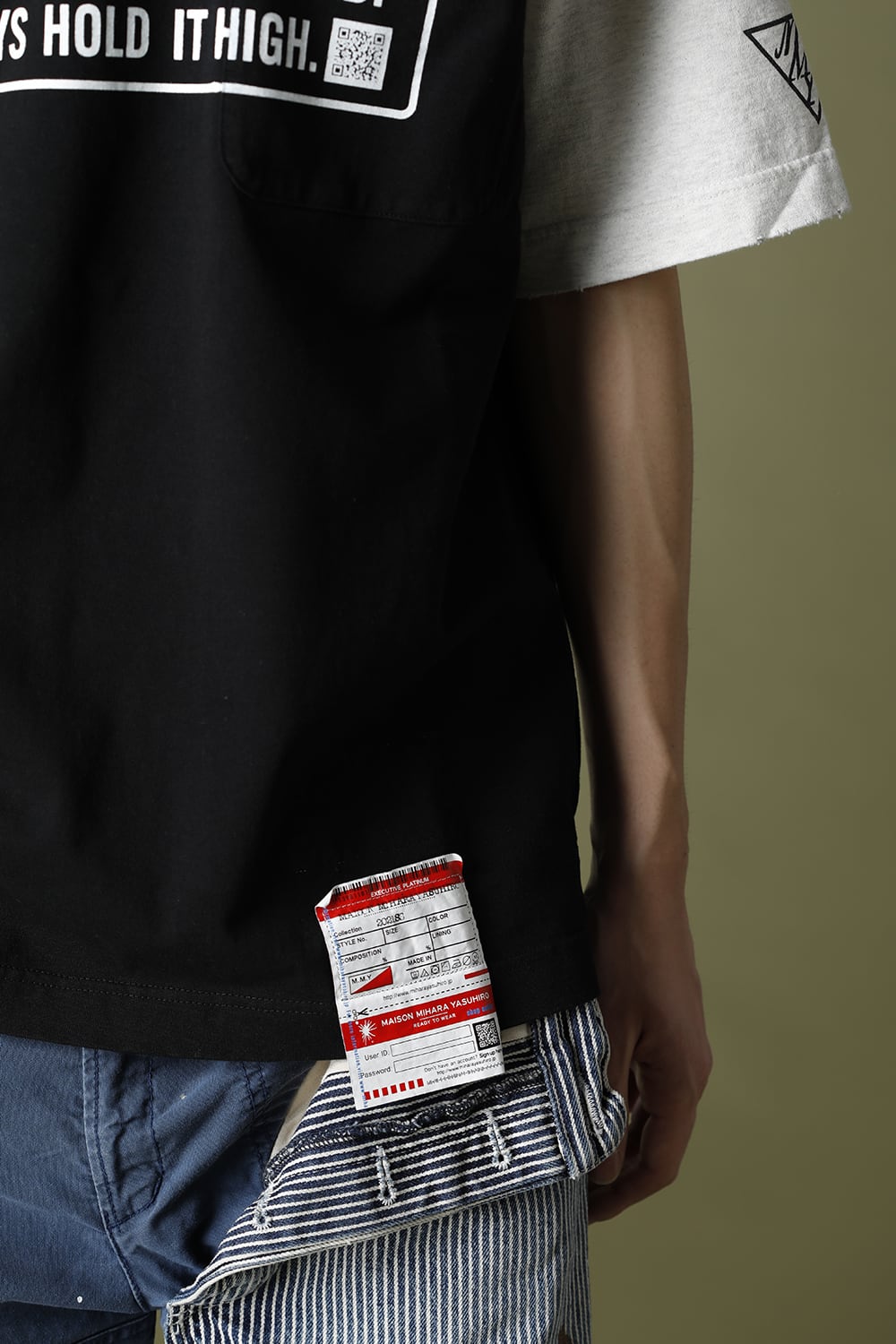 Partly double T-shirt Black