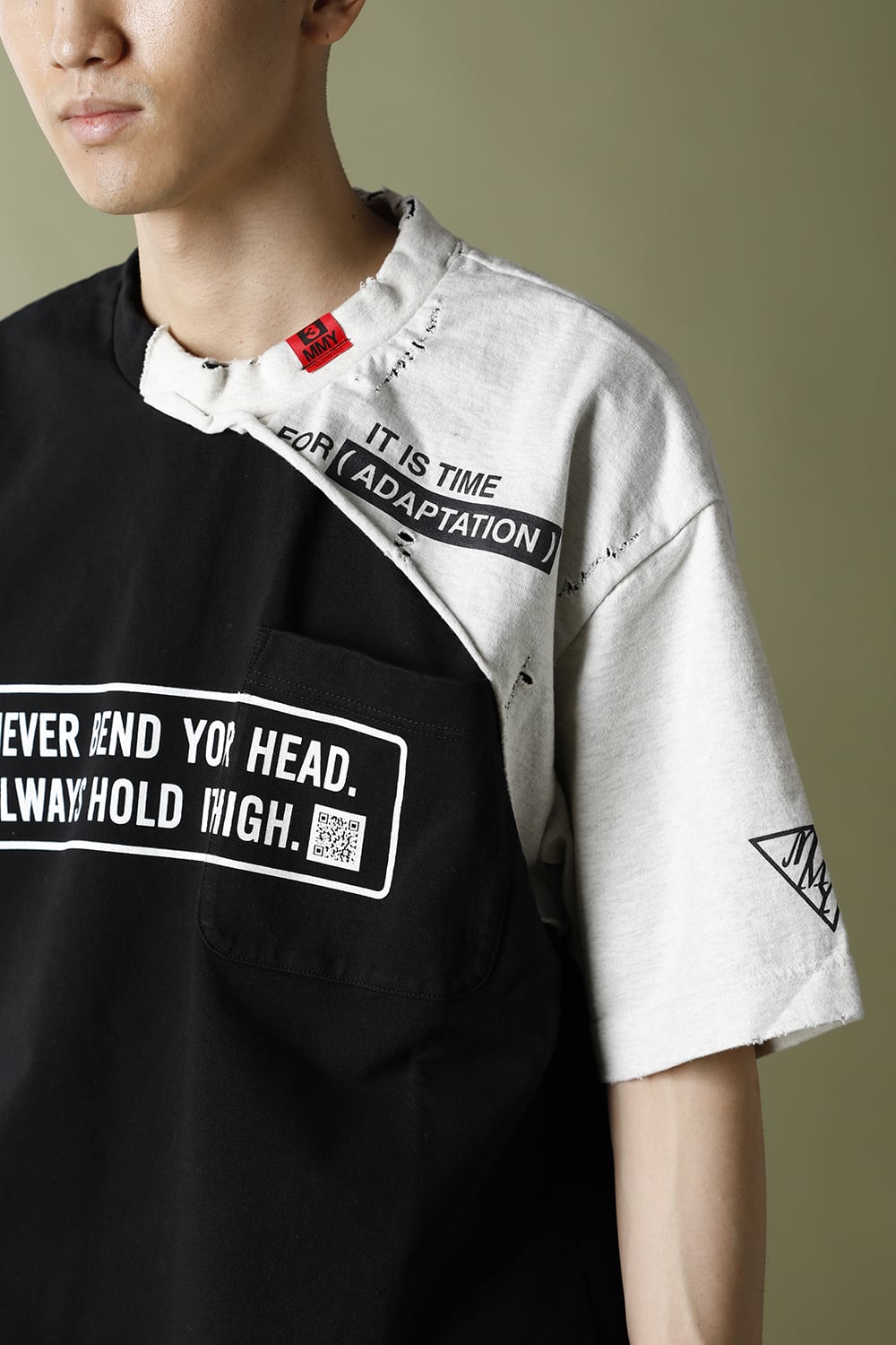 Partly double T-shirt Black