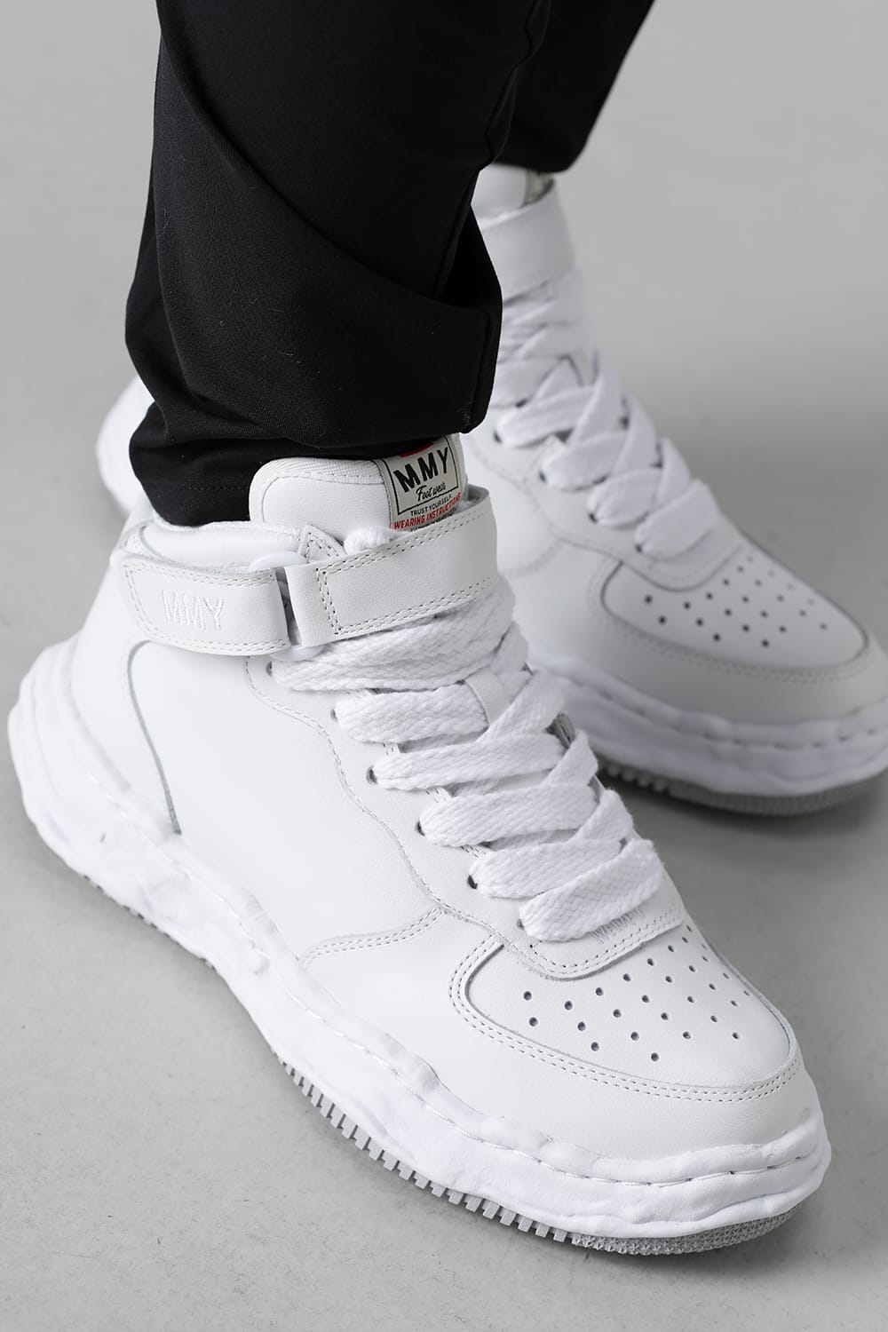 WAYNE high - original sole leather  High-Top sneakers White