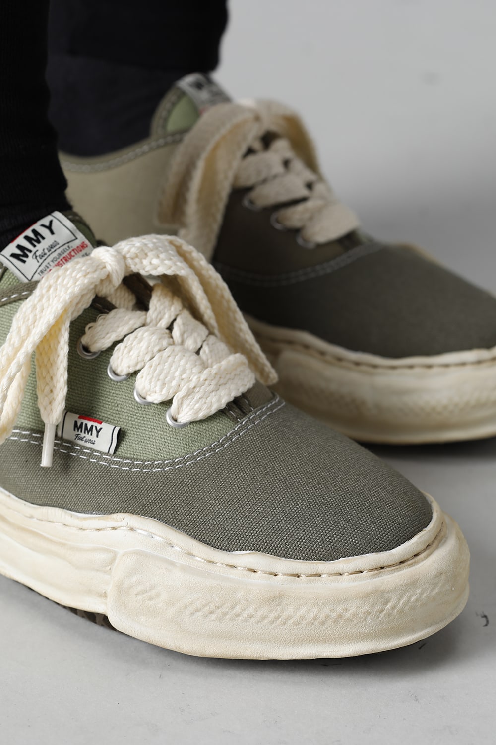 -BAKER- Over-dyed original sole canvas Low-Top sneakers Green