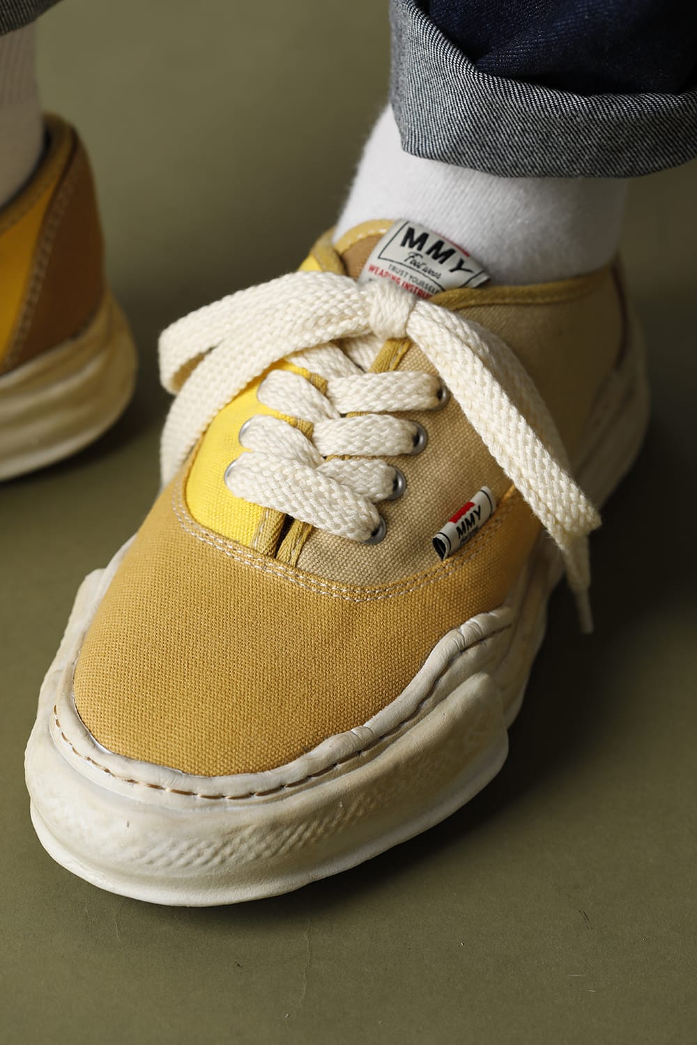 -BAKER- Over-dyed original sole canvas Low-Top sneakers Yellow