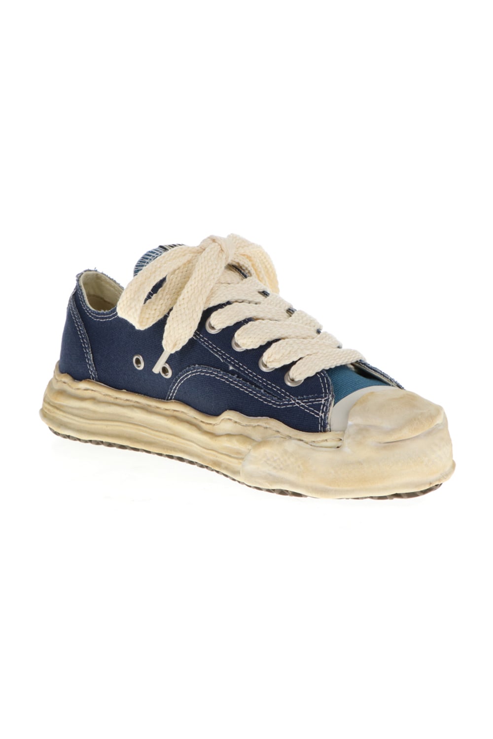 -HANK- Over-dyed original sole canvas Low-Top sneakers Blue