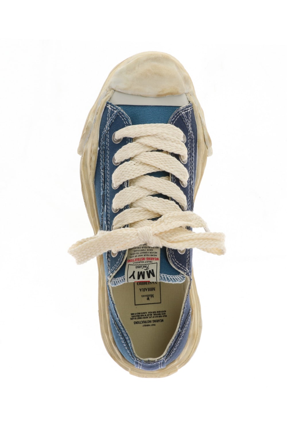 -HANK- Over-dyed original sole canvas Low-Top sneakers Blue