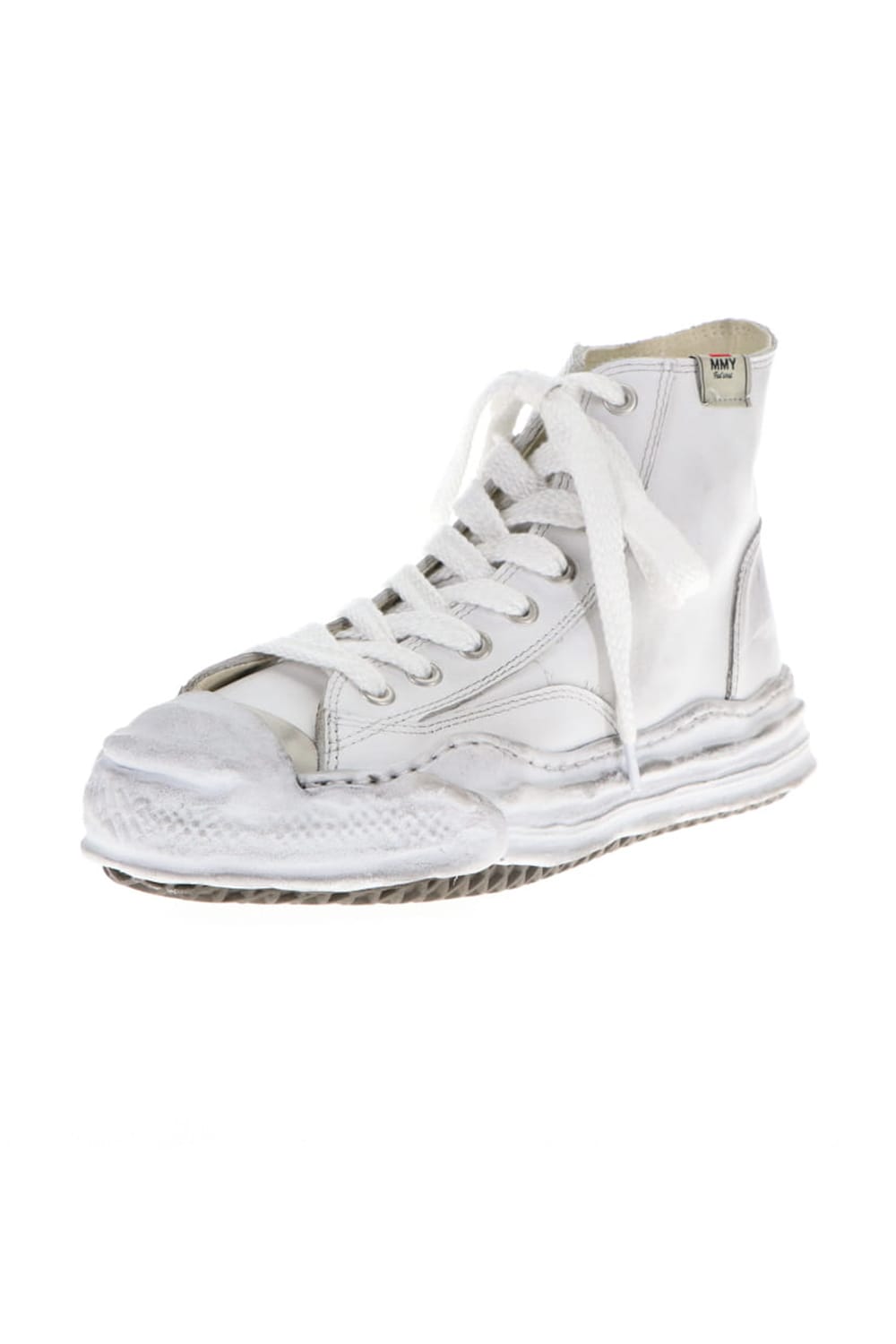 -HANK high- original distressed effect sole leather High-Top sneakers White