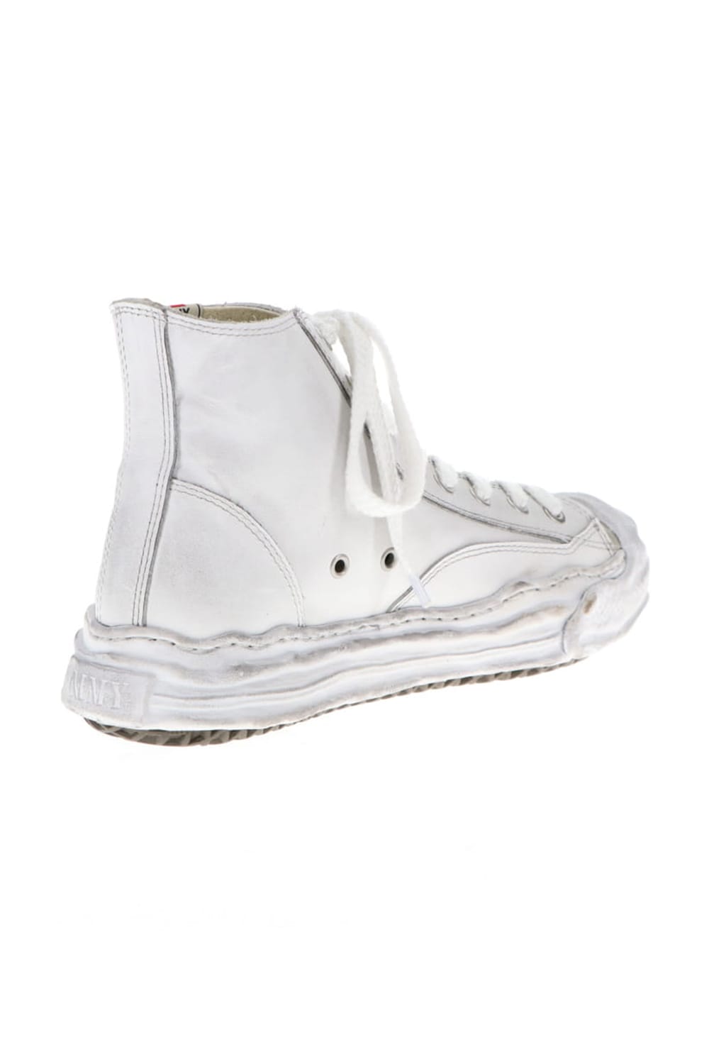 -HANK high- original distressed effect sole leather High-Top sneakers White