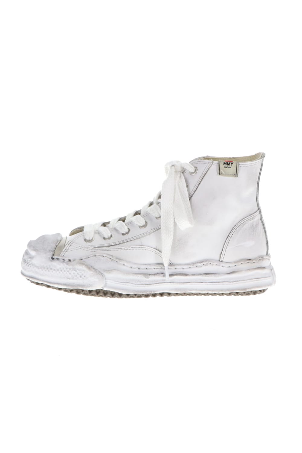 -HANK high- original distressed effect sole leather High-Top sneakers White