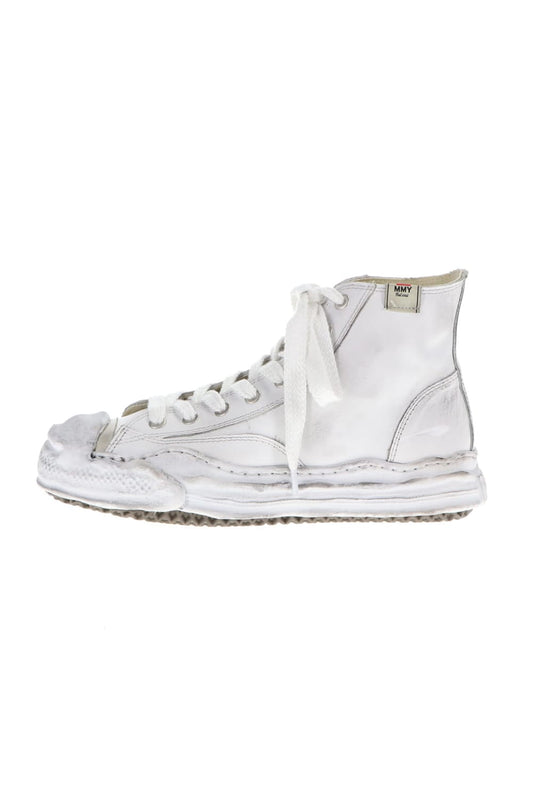 -HANK high- original distressed effect sole leather High-Top sneakers White