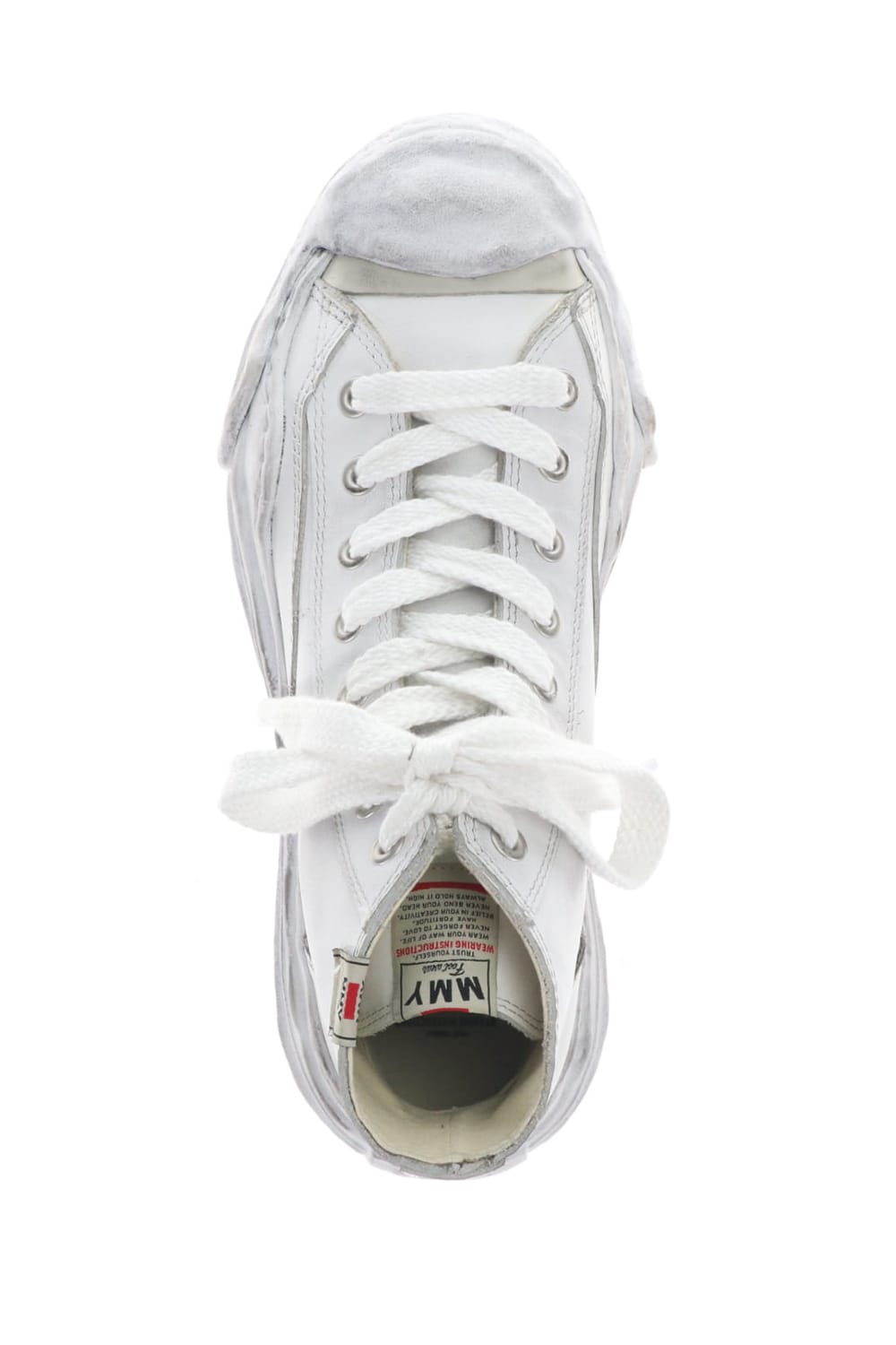 -HANK high- original distressed effect sole leather High-Top sneakers White