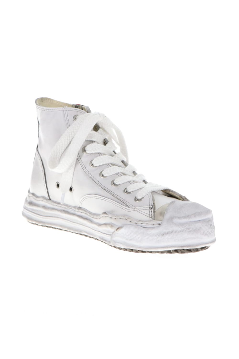 -HANK high- original distressed effect sole leather High-Top sneakers White