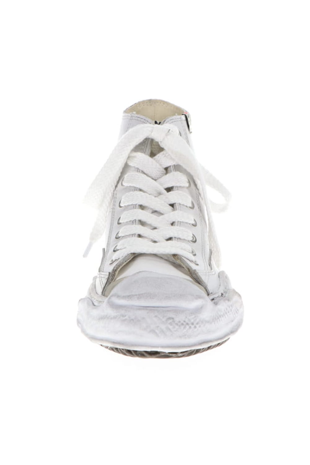 -HANK high- original distressed effect sole leather High-Top sneakers White