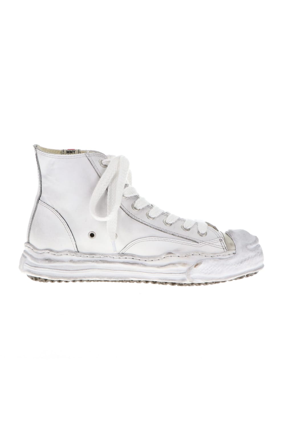 -HANK high- original distressed effect sole leather High-Top sneakers White