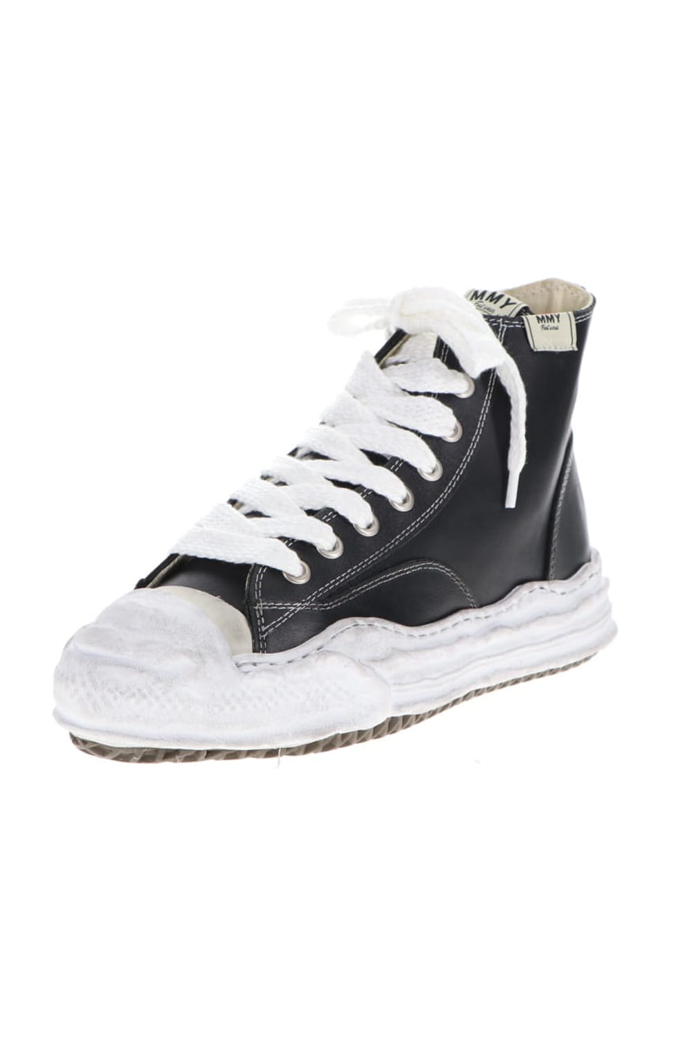 -HANK high- original distressed effect sole leather High-Top sneakers Black