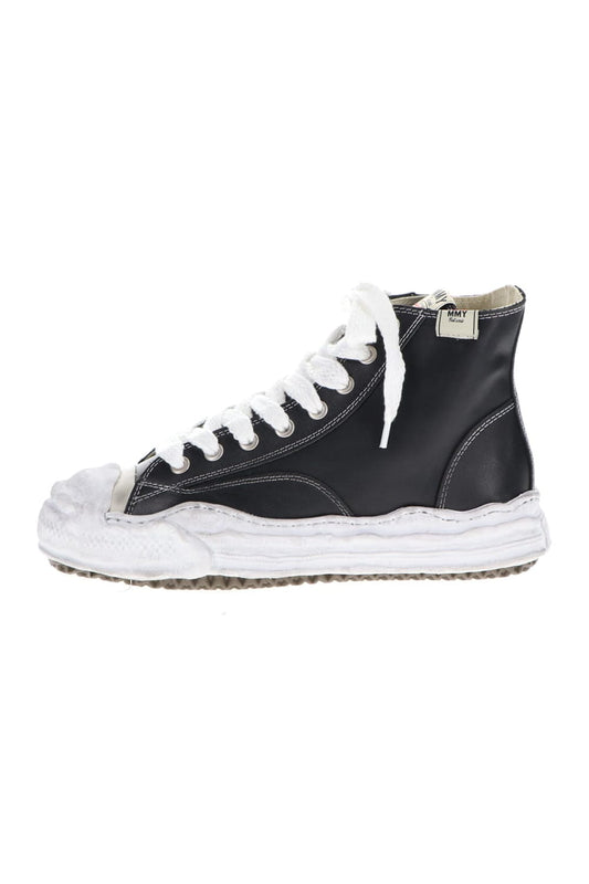 -HANK high- original distressed effect sole leather High-Top sneakers Black