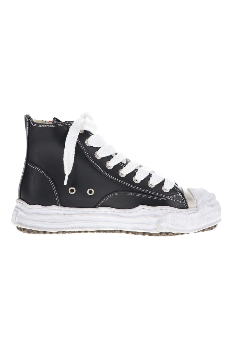 -HANK high- original distressed effect sole leather High-Top sneakers Black