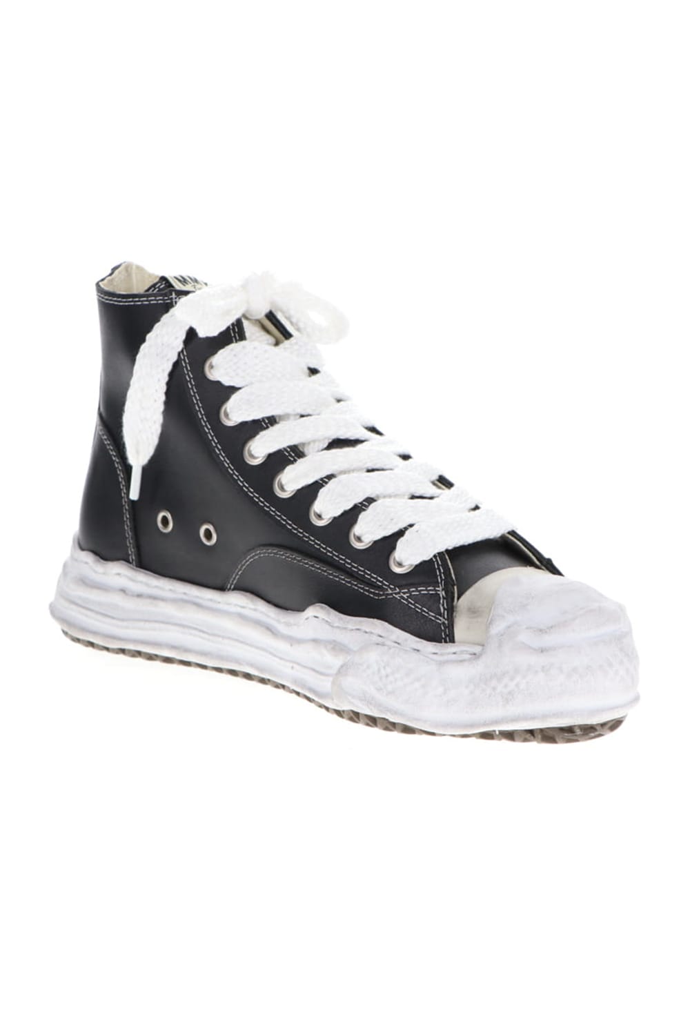 -HANK high- original distressed effect sole leather High-Top sneakers Black