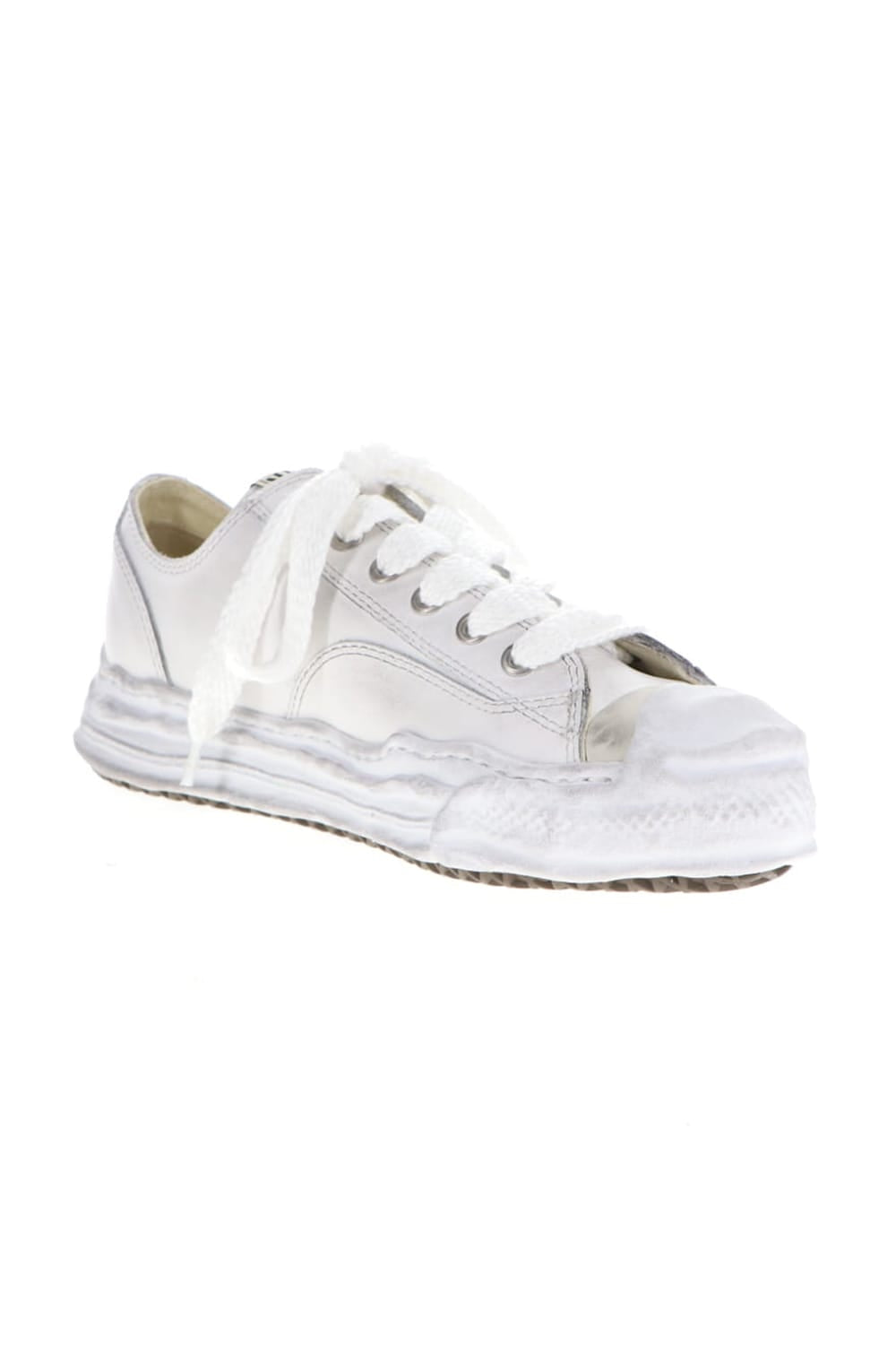 -HANK low- original distressed effect sole leather Low-Top White