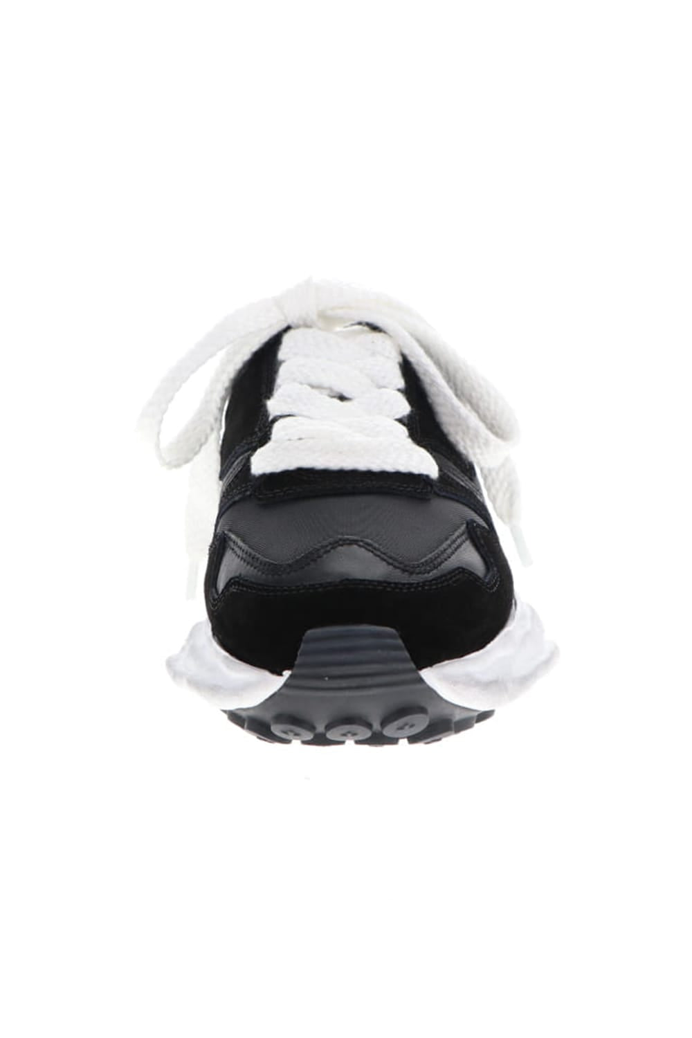 Original distressed effect sole leather Runner sneaker Black